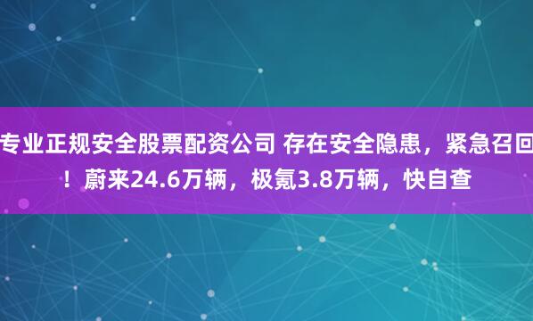 专业正规安全股票配资公司 存在安全隐患，紧急召回！蔚来24.6万辆，极氪3.8万辆，快自查